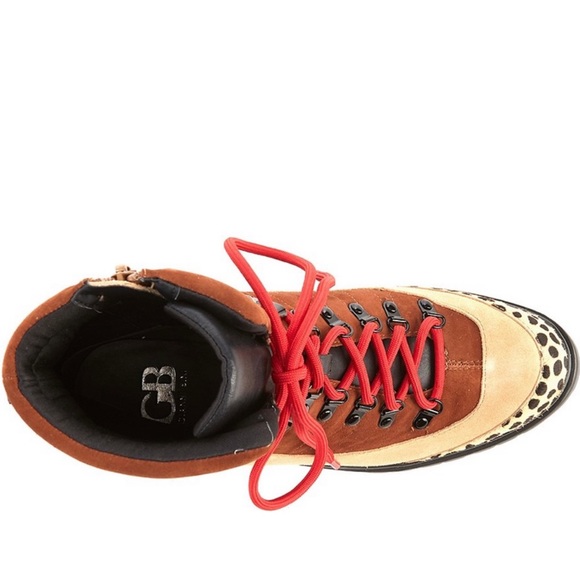 Cheetah Calf Hair Suede Colorblock Lace-Up Booties - Picture 6 of 6